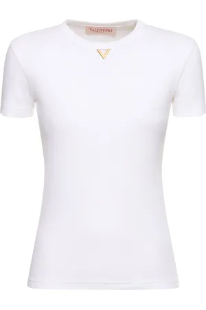 VALENTINO Cotton Rib Jersey Logo T-shirt