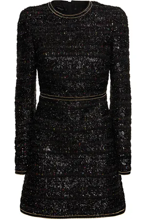 Giambattista Valli Sequined Bouclé Long Sleeve Mini Dress