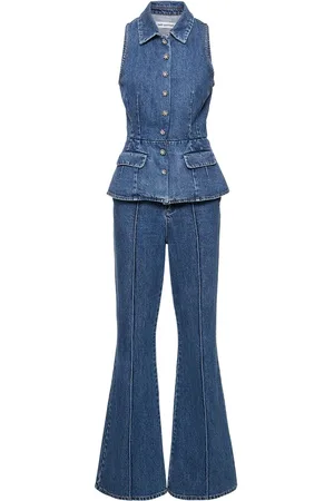 Self-Portrait Cotton Denim Jumpsuit