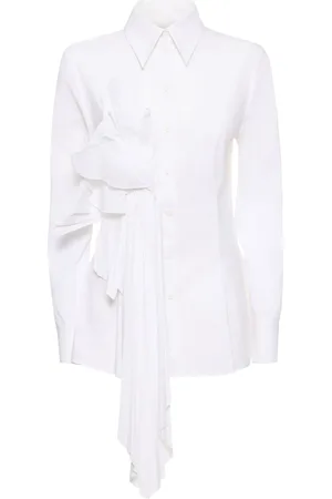 Alberta Ferretti Draped Stretch Cotton Poplin Shirt