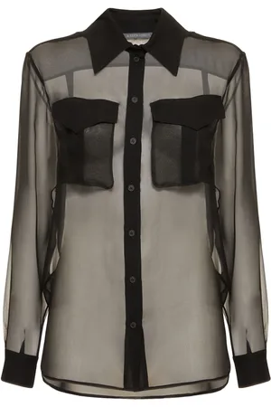 Alberta Ferretti Sheer Silk Chiffon Shirt W/high Pockets