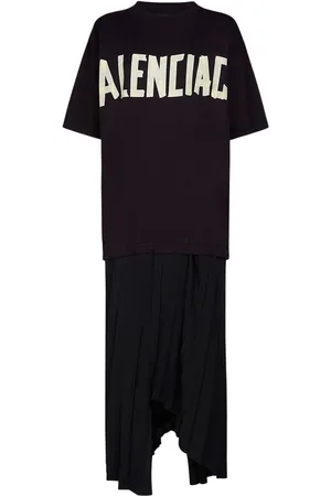 Balenciaga Pleated Tech T-shirt Dress W/ Logo