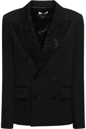 AREA Embellished Wool Relaxed Fit Blazer
