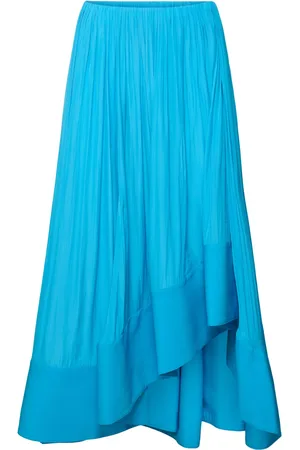 Lanvin Flared Satin High Waist Midi Skirt