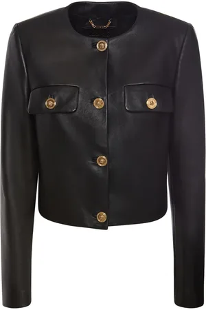 VERSACE Leather Button Down Jacket