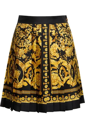 VERSACE Baroque Printed Silk Twill Skirt