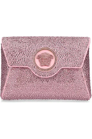 VERSACE Mini Crystal & Satin Envelope Clutch