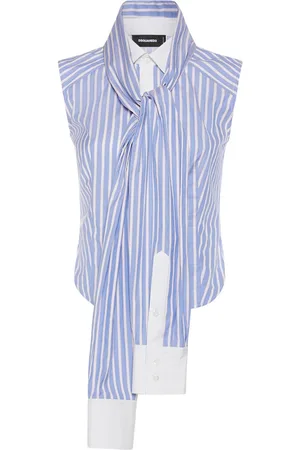 Dsquared2 Striped Cotton Sleeveless Knotted Shirt