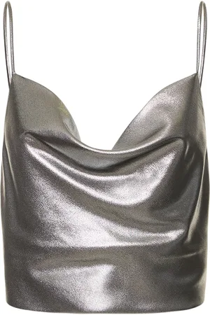 ROTATE Metallic Draped Crop Top