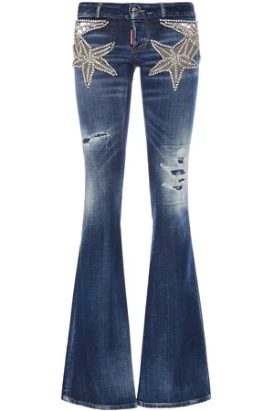 Dsquared2 Embroidered Stars Low Rise Flared Jeans