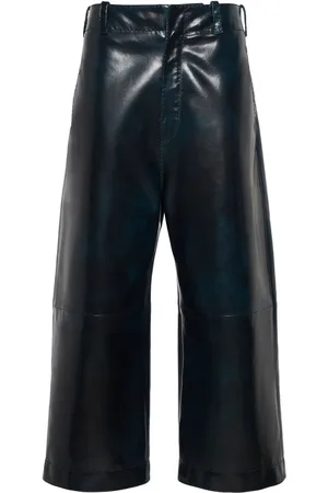 Bottega Veneta Smooth Leather Wide Leg Culotte Pants