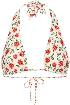WeWoreWhat Rose Printed Halter Bikini Top