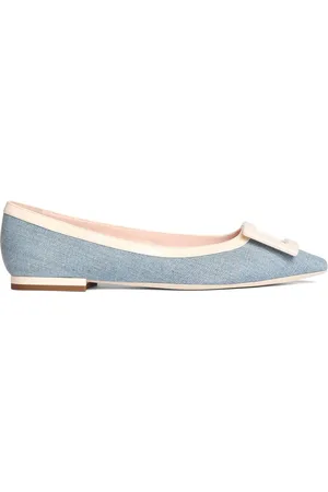 Roger Vivier 10mm Gommettine Denim Ballerina Flats