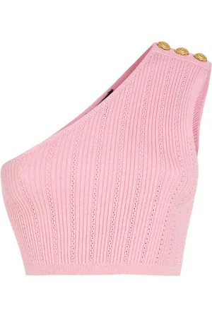 Balmain 3 Button Asymmetric Knit Top