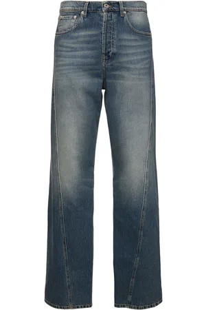 Lanvin 23.5cm Loose Twisted Cotton Denim Jeans