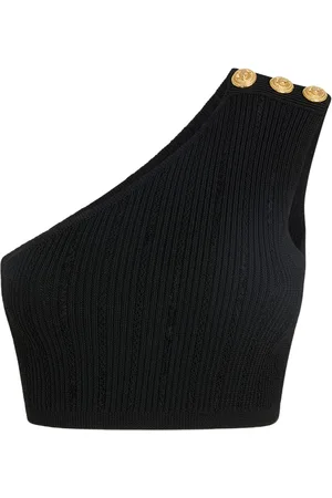 Balmain 3 Button Asymmetric Knit Top