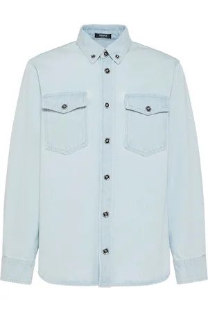 VERSACE Bleached Cotton Denim Shirt