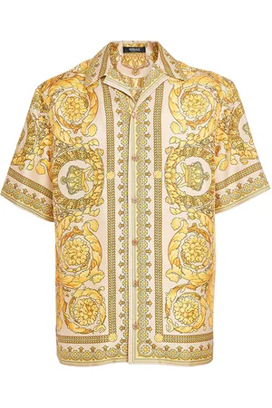 VERSACE Barocco Printed Silk Short Sleeve Shirt