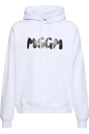 Msgm Brush Stroke Logo French Terry Hoodie