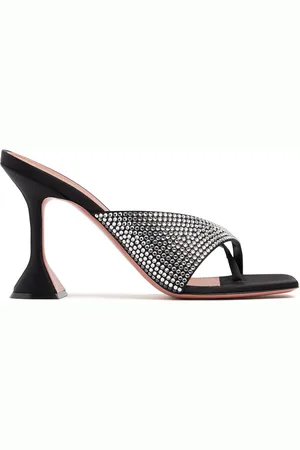 Amina Muaddi 95mm Shiona Satin & Crystal Mules