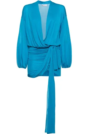 BLUMARINE Draped Viscose Jersey Mini Dress W/bow
