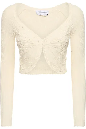 BLUMARINE Cotton Blend Knit Crop Cardigan