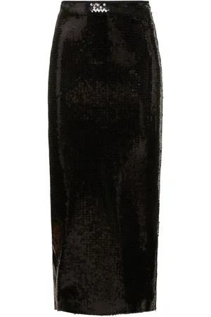DAVID KOMA Metallic Sequined Pencil Midi Skirt