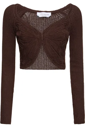 BLUMARINE Cotton Blend Knit Crop Cardigan