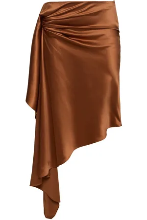 CHRISTOPHER ESBER Cusco Draped Silk Satin Midi Skirt