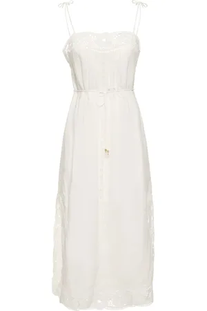 ZIMMERMANN August Broderie Linen Midi Slip Dress