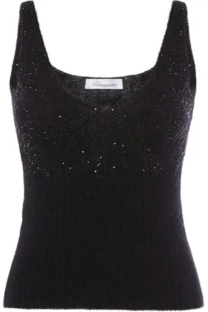 BLUMARINE Alpaca Blend Knit Tank Top W/crystals