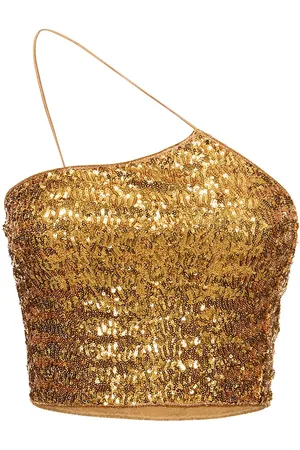 Oseree Sequined One-strap Crop Top
