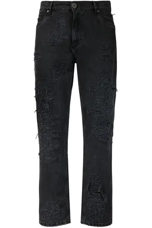 Balmain Distressed Straight Denim Jeans
