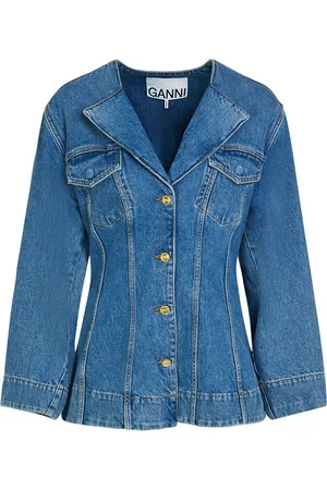 Ganni Fitted Cotton Denim Blazer
