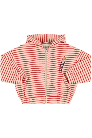 Jelly Mallow Striped Cotton Blend Zip Hoodie