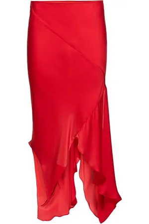 Acne Studios Draped Silk Asymmetric Midi Skirt