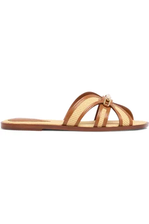 ZIMMERMANN 10mm Prisma Raffia-effect Flat Sandals