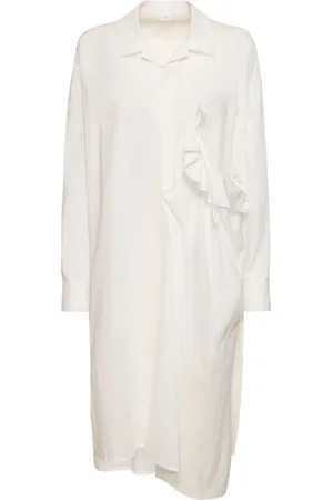 YOHJI YAMAMOTO Asymmetric Gathered Cotton Midi Dress
