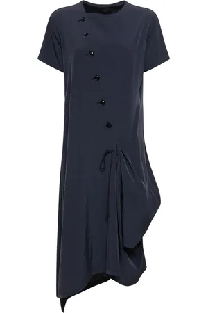 YOHJI YAMAMOTO Asymmetric Buttoned Crepe De Chine Dress