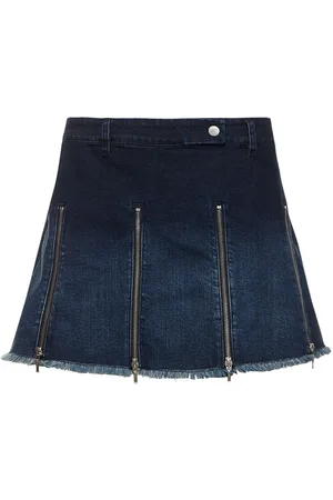 Cannari Concept Pleated Denim Mini Skirt W/ Zips
