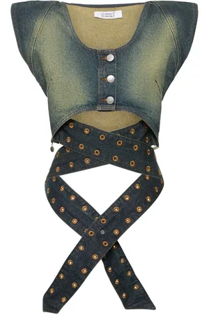 Cannari Concept Wraparound Cropped Denim Vest