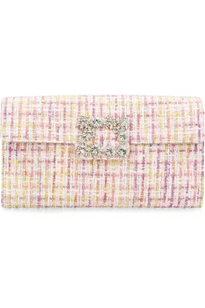 Roger Vivier Crystal Flower Buckle Envelope Clutch