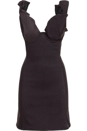 Y / PROJECT Denim Ruffle Sleeveless Mini Dress