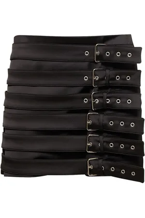 GIUSEPPE DI MORABITO Satin Mini Skirt W/ Buckle Straps