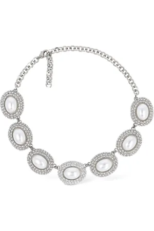 Alessandra Rich Oval Faux Pearl & Necklace