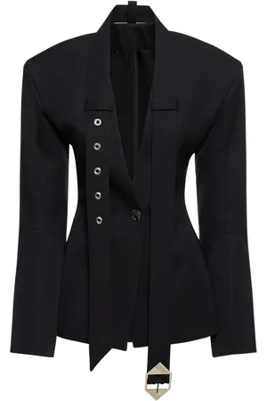 The Attico Gabardine Belted Single Breasted Blazer