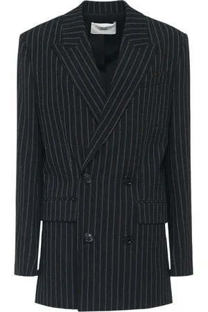 Ami Pinstripe Double Breasted Wool Jacket