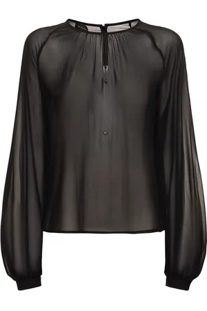 The Andamane Renee Puff Sleeve Silk Blouse