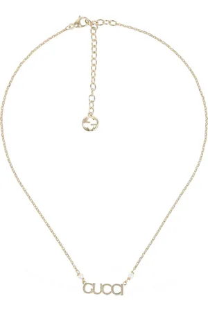 Gucci Lettering Brass & Crystal Necklace