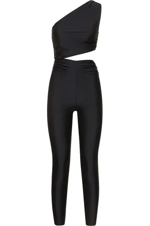 The Andamane Poppy Shiny Lycra One Shoulder Jumpsuit